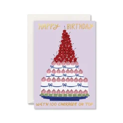 100 Cherries Happy Birthday Greeting Card