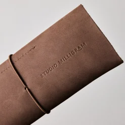 Chocolate Nubuck Leather Pen Case