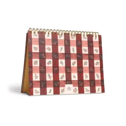 Floral Gingham Spiral Top Monthly Desk Pad A5