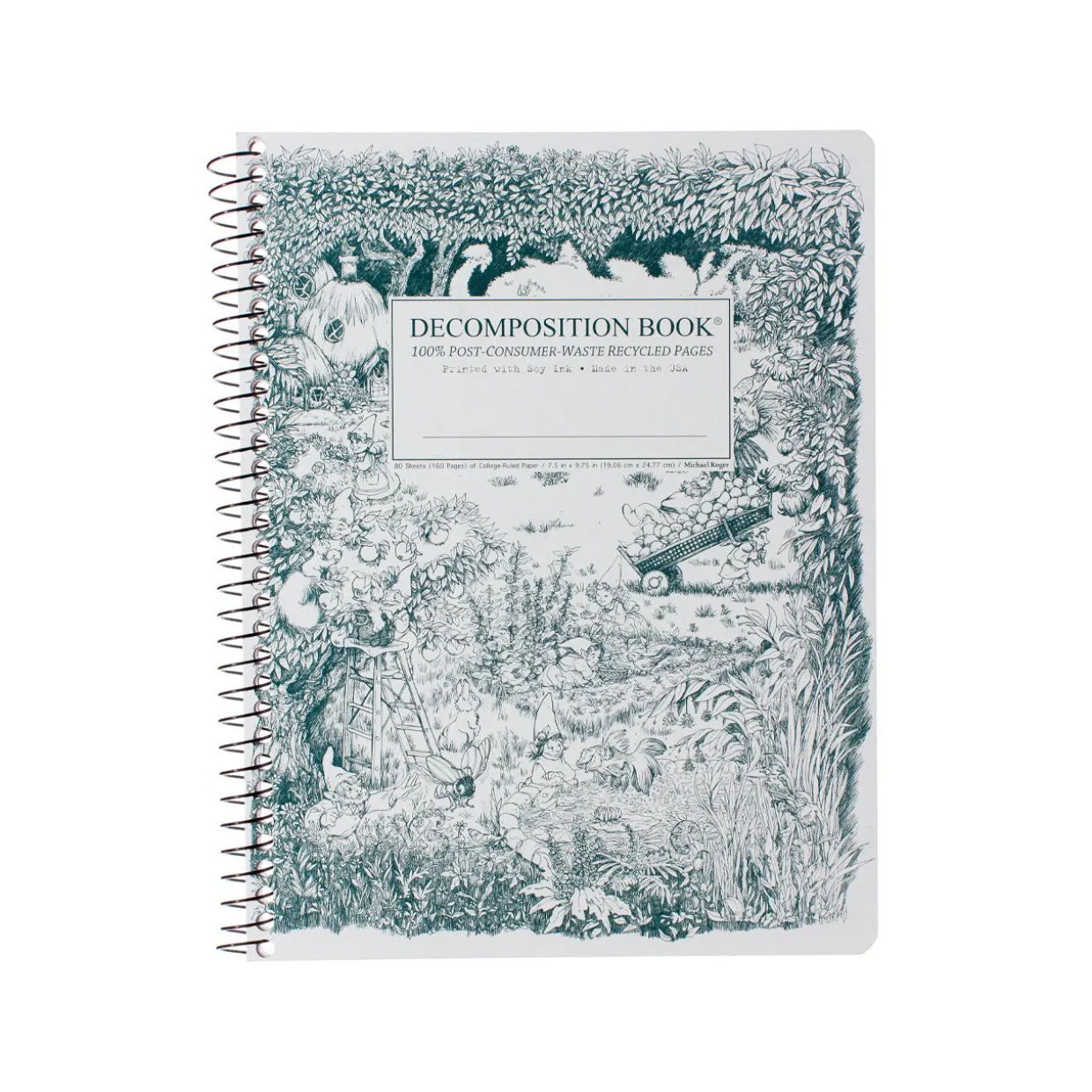 Gardening Gnomes Large Spiral Notebook