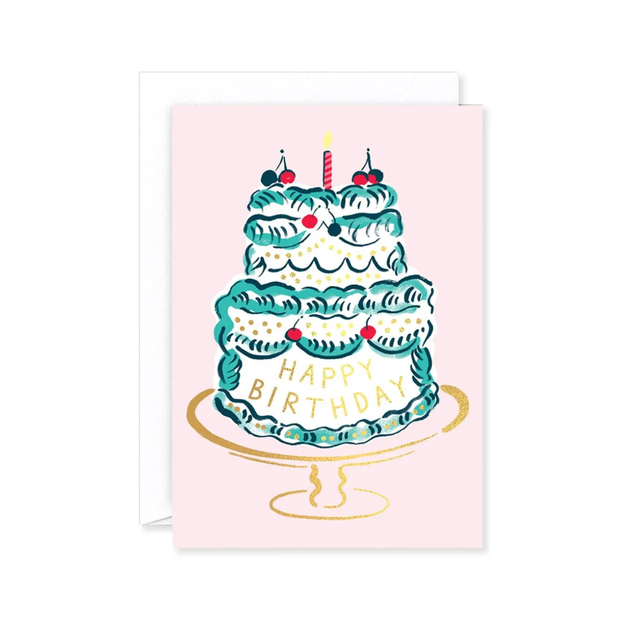 Happy Birthday Cake And Candle Greeting Card