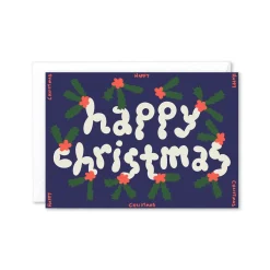 Happy Christmas Holly Greeting Card