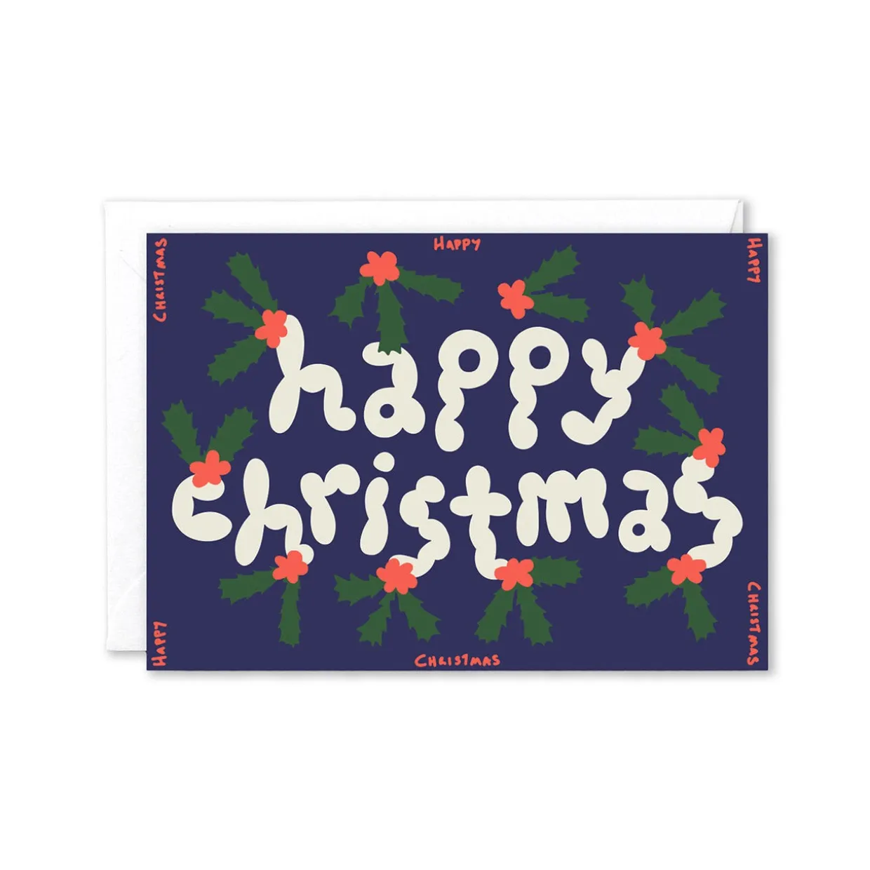 Happy Christmas Holly Greeting Card