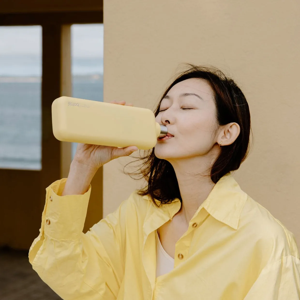 Slim Butter Yellow Stainless Steel Drink Bottle