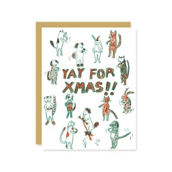 Yay For Xmas Animal Party Greeting Card
